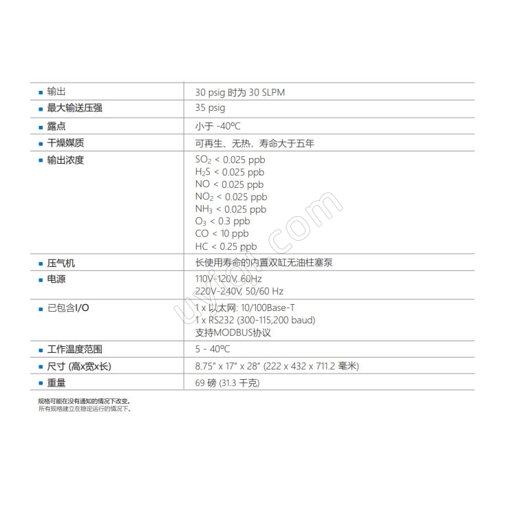 美國(guó)TeledyneAPI高性能零空氣系統(tǒng)T701H